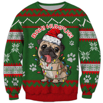 Pug Dog Christmas Sweatshirt, Dog Sweatshirt For Humans Christmas Sweater 3D Print Crewneck Men Women Sweater - Thegiftio UK