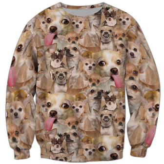 Chihuahuas Cute Face Sweatshirt, Chihuahua Sweatshirt, Dog Sweatshirt For Humans Christmas Sweater 3D Print Crewneck Men Women Sweater - Thegiftio UK