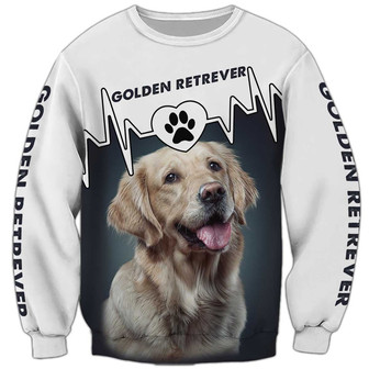 Golden Retriever Sweatshirt, Sweatshirt For Humans Christmas Sweater 3D Print Crewneck Men Women Sweater - Thegiftio UK
