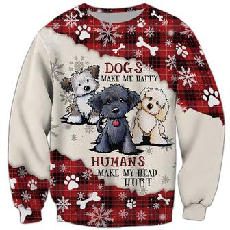 Dogs Make Me Happy Sweatshirt For Humans Christmas Sweater 3D Print Crewneck Men Women Sweater - Thegiftio UK