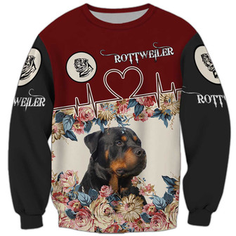 Love Rottweiler Cute Sweatshirt, Rottweiler Sweatshirt, Dog Sweatshirt For Humans Christmas Sweater 3D Print Crewneck Men Women Sweater - Thegiftio UK