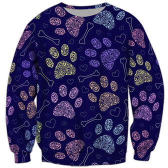 Dog Paw Sweatshirt, Sweatshirt For Humans Christmas Sweater 3D Print Crewneck Men Women Sweater - Thegiftio UK
