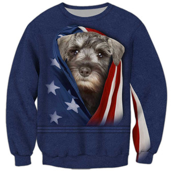Patriot Schnauzer Sweatshirt, Dog Sweatshirt For Humans Christmas Sweater 3D Print Crewneck Men Women Sweater - Thegiftio UK