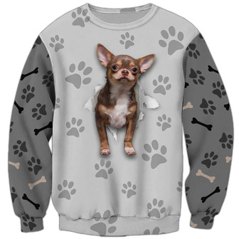 Chihuahua Paws Sweatshirt, Chihuahua Sweatshirt, Dog Sweatshirt For Humans Christmas Sweater 3D Print Crewneck Men Women Sweater - Thegiftio UK