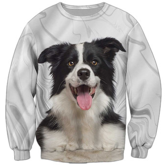 Border Collie Sweatshirt, Dog Sweatshirt For Humans Christmas Sweater 3D Print Crewneck Men Women Sweater - Thegiftio UK