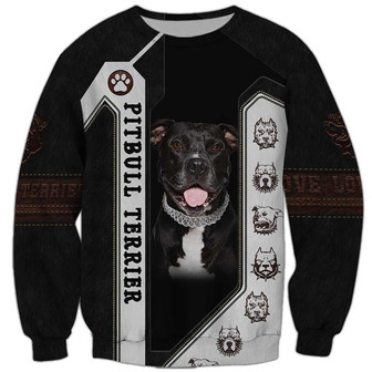 Pitbull Sweatshirt, Sweatshirt For Humans Christmas Sweater 3D Print Crewneck Men Women Sweater - Thegiftio UK