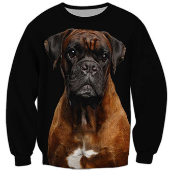 Boxer Dog Black Sweatshirt, Boxer Sweatshirt, Dog Sweatshirt For Humans Christmas Sweater 3D Print Crewneck Men Women Sweater - Thegiftio UK