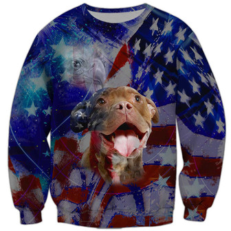 Pitbull Proud Nation Dog Sweatshirt, Pitbull Sweatshirt, Dog Sweatshirt For Humans Christmas Sweater 3D Print Crewneck Men Women Sweater - Thegiftio UK