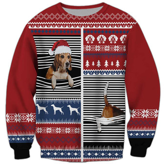 Lovely Beagle Christmas Sweatshirt, Beagle Sweatshirt, Dog Sweatshirt For Humans Christmas Sweater 3D Print Crewneck Men Women Sweater - Thegiftio UK
