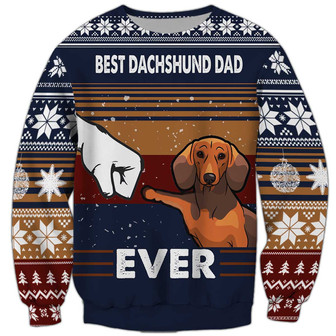 Best Dachshund Dad Christmas Sweatshirt, Dachshund Sweatshirt, Dog Sweatshirt For Humans Christmas Sweater 3D Print Crewneck Men Women Sweater - Thegiftio UK