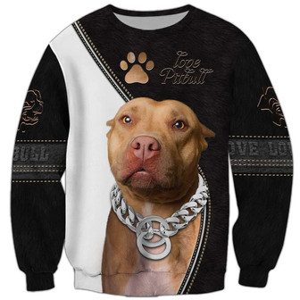 Pitbull Sweatshirt, Sweatshirt For Humans Christmas Sweater 3D Print Crewneck Men Women Sweater - Thegiftio UK