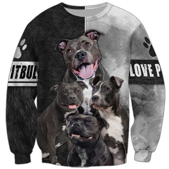 Pitbull Smile Sweatshirt, Pitbull Sweatshirt, Dog Sweatshirt For Humans Christmas Sweater 3D Print Crewneck Men Women Sweater - Thegiftio UK