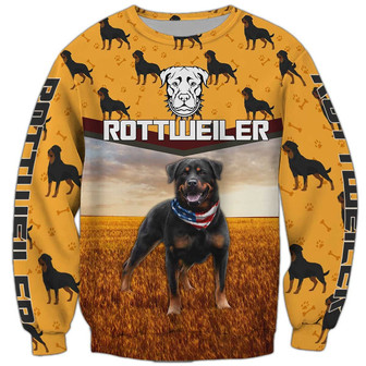 Rottweiler Cute Sweatshirt, Rottweiler Sweatshirt, Dog Sweatshirt For Humans Christmas Sweater 3D Print Crewneck Men Women Sweater - Thegiftio UK