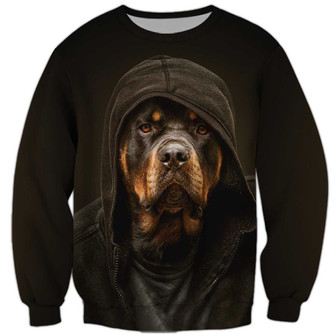 Rottweiler Sweatshirt, Sweatshirt For Humans Christmas Sweater 3D Print Crewneck Men Women Sweater - Thegiftio UK