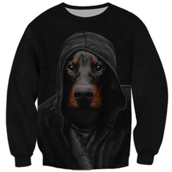 Dobermann Sweatshirt, Sweatshirt For Humans Christmas Sweater 3D Print Crewneck Men Women Sweater - Thegiftio UK