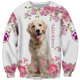 Golden Retriever Sweatshirt, Sweatshirt For Humans Christmas Sweater 3D Print Crewneck Men Women Sweater - Thegiftio UK