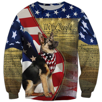 German Shepherd American Patriot Sweatshirt, German Shepherd Sweatshirt, Dog Sweatshirt For Humans Christmas Sweater 3D Print Crewneck Men Women Sweater - Thegiftio UK