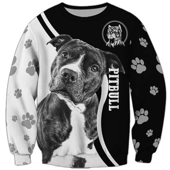 Pitbull Sweatshirt For Humans Christmas Sweater 3D Print Crewneck Men Women Sweater - Thegiftio UK