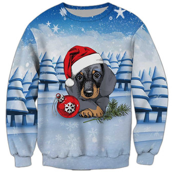 Dachshund Sweatshirt, Dog Sweatshirt For Humans Christmas Sweater 3D Print Crewneck Men Women Sweater - Thegiftio UK
