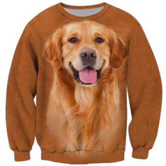 Golden Retriever Sweatshirt, Sweatshirt For Humans Christmas Sweater 3D Print Crewneck Men Women Sweater - Thegiftio UK