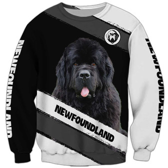 Black Newfoundland Dog Sweatshirt, Newfoundland Sweatshirt, Dog Sweatshirt For Humans Christmas Sweater 3D Print Crewneck Men Women Sweater - Thegiftio UK