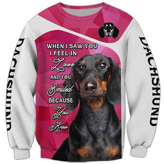 Dachshund When I Saw You Sweatshirt, Dachshund Sweatshirt, Dog Sweatshirt For Humans Christmas Sweater 3D Print Crewneck Men Women Sweater - Thegiftio UK