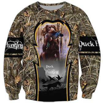 Duck Hunting Dog Cute Sweatshirt, Dog Sweatshirt For Humans Christmas Sweater 3D Print Crewneck Men Women Sweater - Thegiftio UK