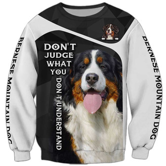 Bernese Mountain Dog Sweatshirt, Dog Sweatshirt For Humans Christmas Sweater 3D Print Crewneck Men Women Sweater - Thegiftio UK