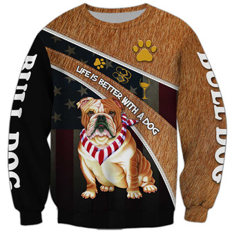 Bulldog Sweatshirt, Sweatshirt For Humans Christmas Sweater 3D Print Crewneck Men Women Sweater - Thegiftio UK