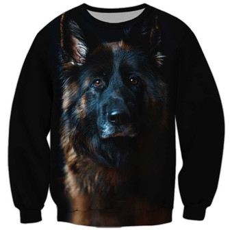 German Shepherd Face Sweatshirt, German Shepherd Sweatshirt, Dog Sweatshirt For Humans Christmas Sweater 3D Print Crewneck Men Women Sweater - Thegiftio UK