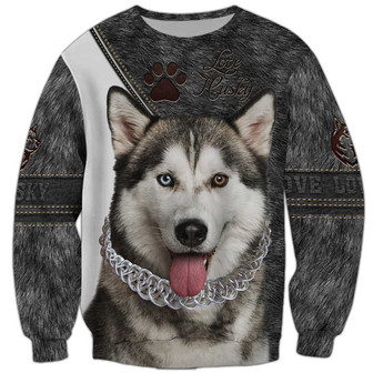 Husky Sweatshirt, Sweatshirt For Humans Christmas Sweater 3D Print Crewneck Men Women Sweater - Thegiftio UK