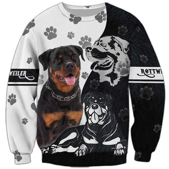 Rottweiler Sweatshirt, Sweatshirt For Humans Christmas Sweater 3D Print Crewneck Men Women Sweater - Thegiftio UK