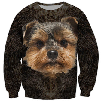 Yorkshire Terrier Puppies Face Sweatshirt, Yorkshire Terrier Sweatshirt, Dog Sweatshirt For Humans Christmas Sweater 3D Print Crewneck Men Women Sweater - Thegiftio UK