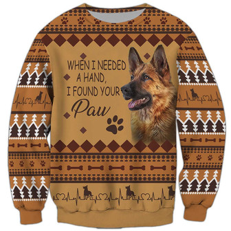 I Found Your Paw Sweatshirt, German Shepherd Sweatshirt, Dog Sweatshirt For Humans Christmas Sweater 3D Print Crewneck Men Women Sweater - Thegiftio UK