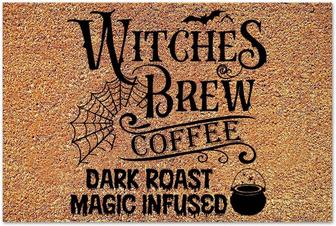 Halloween Witches Brew Coffee Dark Roast Magic Infused Coir Door Mats, Gifts For Family Pumpkin Spice Funny Door Mats For Entry Ways Garage Floors Entrance Areas - Thegiftio UK
