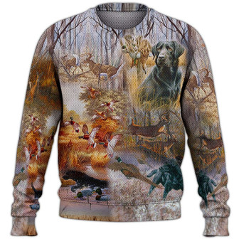 Hunting Dog Black Retriever Sweater, Dog Sweater For Humans Christmas Sweater 3D Print Crewneck Men Women Sweater, Men Women 3D Print Sweater - Thegiftio UK