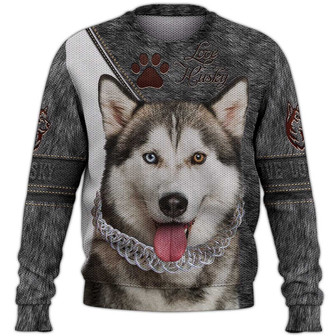 Husky Sweater, Dog Sweater For Humans Christmas Sweater 3D Print Crewneck Men Women Sweater, Men Women 3D Print Sweater - Thegiftio UK