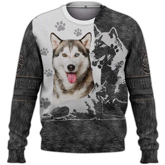 Husky Sweater, Dog Sweater For Humans Christmas Sweater 3D Print Crewneck Men Women Sweater, Men Women 3D Print Sweater - Thegiftio UK