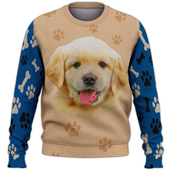 Labrador Retriever Cute Sweater, Dog Sweater For Humans Christmas Sweater 3D Print Crewneck Men Women Sweater, Men Women 3D Print Sweater - Thegiftio UK