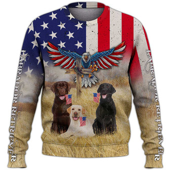 Labradors And Eagle Sweater, Labrador Sweater, Dog Sweater For Humans Christmas Sweater 3D Print Crewneck Men Women Sweater, Men Women 3D Print Sweater - Thegiftio UK