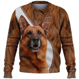Love German Shepherd Sweater, German Shepherd Sweater, Dog Sweater For Humans Christmas Sweater 3D Print Crewneck Men Women Sweater, Men Women 3D Print Sweater - Thegiftio UK