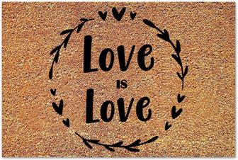 Love Is Love Lgbt Rectangular Coir Doormat Mats, Home Gifts Quotes Funny Door Mats Entryway Front Door Porch Patio - Thegiftio UK