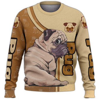 Love Pug Puppy Sweater, Pug Sweater, Dog Sweater For Humans Christmas Sweater 3D Print Crewneck Men Women Sweater, Men Women 3D Print Sweater - Thegiftio UK