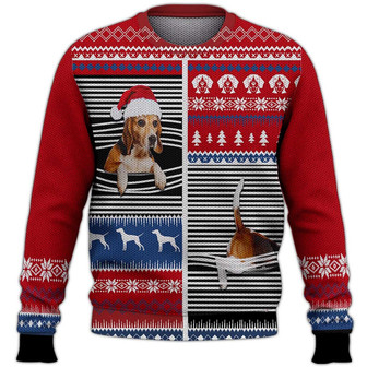 Lovely Beagle Christmas Sweater, Beagle Sweater, Dog Sweater For Humans Christmas Sweater 3D Print Crewneck Men Women Sweater, Men Women 3D Print Sweater - Thegiftio UK