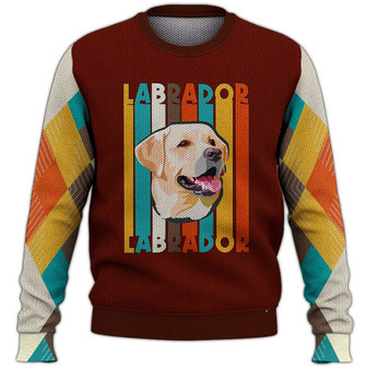 Lovely Labrador Retriever Sweater, Dog Sweater For Humans Christmas Sweater 3D Print Crewneck Men Women Sweater, Men Women 3D Print Sweater - Thegiftio UK