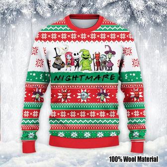 The Nightmare Before Christmas Ugly Christmas Sweater, Christmas Sweater, Woolen Sweater, Wool Knit Sweater, Men Women 3D Print Sweater - Thegiftio UK