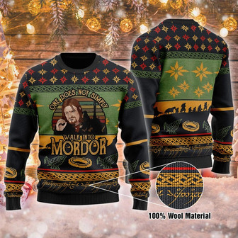 One Does Not Simply Walk Into Mordor Christmas Sweater, Christmas Sweater, Woolen Sweater, Wool Knit Sweater, Men Women 3D Print Sweater - Thegiftio UK