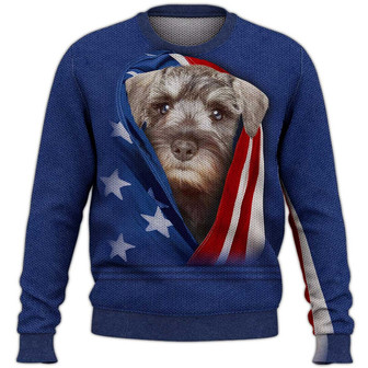 Patriot Schnauzer Sweater, Dog Sweater For Humans Christmas Sweater 3D Print Crewneck Men Women Sweater, Men Women 3D Print Sweater - Thegiftio UK