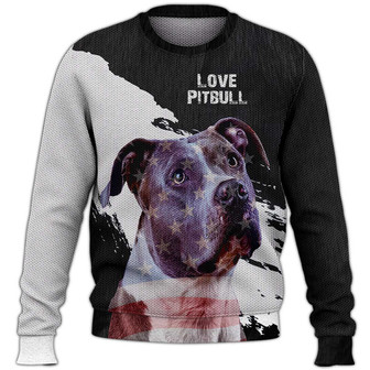 Pitbull Father'S Day Sweater, Pitbull Sweater, Dog Sweater For Humans Christmas Sweater 3D Print Crewneck Men Women Sweater, Men Women 3D Print Sweater - Thegiftio UK
