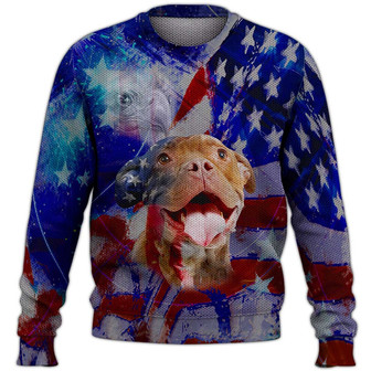 Pitbull Proud Nation Dog Sweater, Pitbull Sweater, Dog Sweater For Humans Christmas Sweater 3D Print Crewneck Men Women Sweater, Men Women 3D Print Sweater - Thegiftio UK